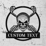 Custom Golf Skull US Flag Metal Sign Led Light, Golf Gifts for Men Father's Day Gift, Golfer Name Sign, Gifts for Golfer