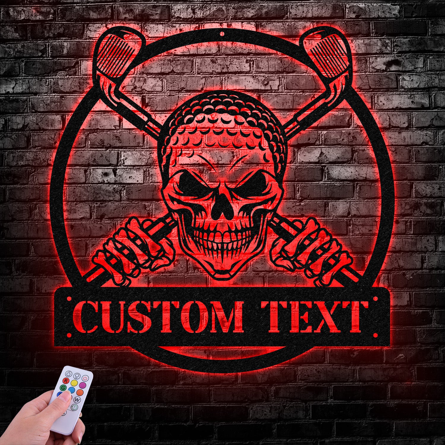 Custom Golf Skull US Flag Metal Sign Led Light, Golf Gifts for Men Father's Day Gift, Golfer Name Sign, Gifts for Golfer