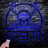 Custom Golf Skull US Flag Metal Sign Led Light, Golf Gifts for Men Father's Day Gift, Golfer Name Sign, Gifts for Golfer