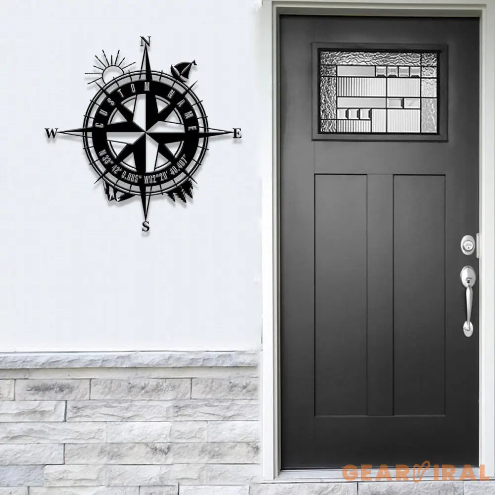 Custom GPS Anchor Boat Compass Metal Sign with LED Light Personalized Coordinates Sign Nautical Decoration Housewarming
