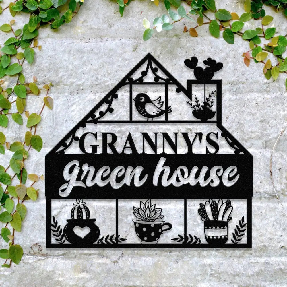 Custom Granny Green House Metal Hanging Garden Sign Welcome to Our Garden Memory Garden Sign Grandparent Day Garden