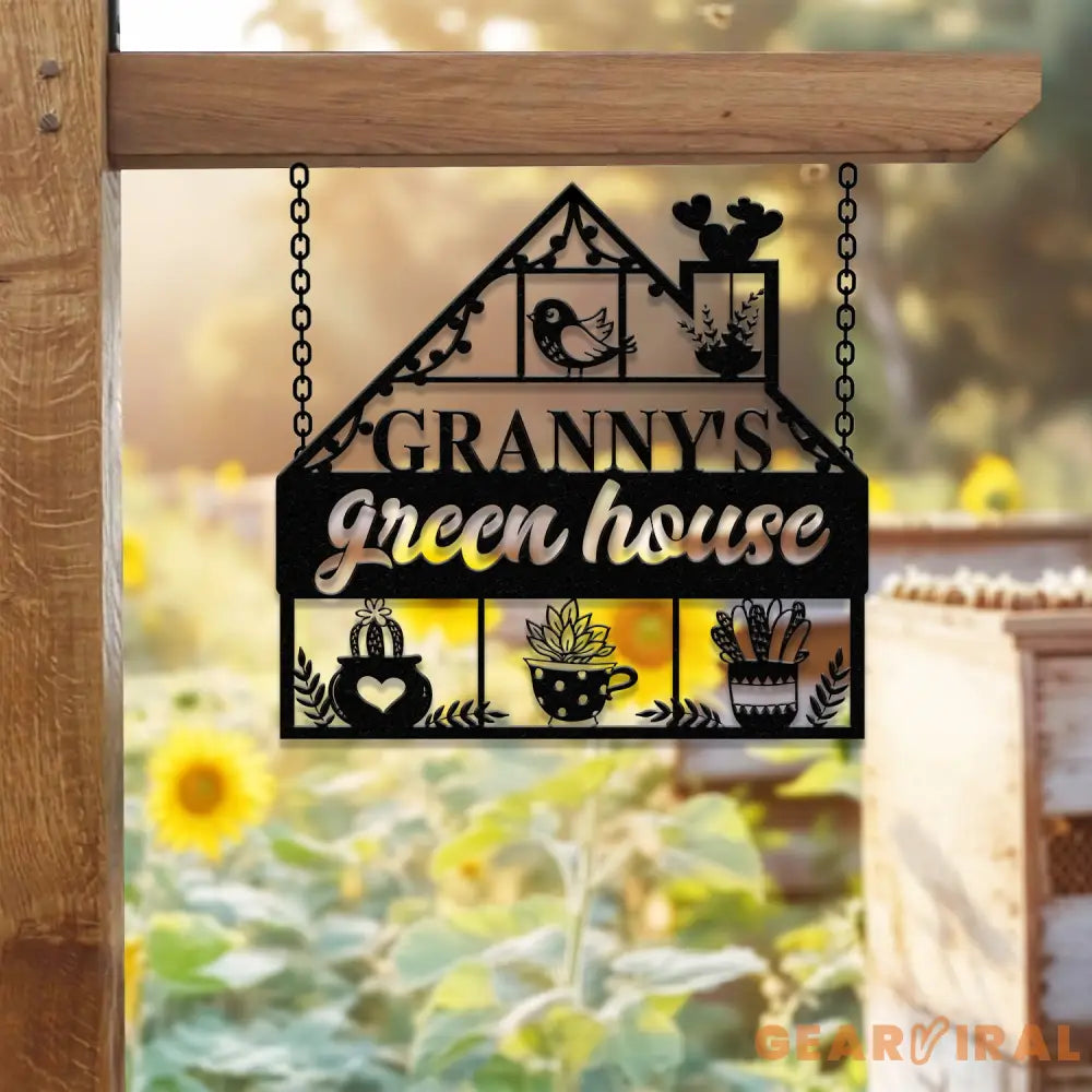 Custom Granny Green House Metal Hanging Garden Sign Welcome to Our Garden Memory Garden Sign Grandparent Day Garden