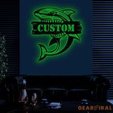 Custom Great White Shark Metal Sign with Led Light Personalized Shark Lover Name Sign Boy Girl Nursery Decoration