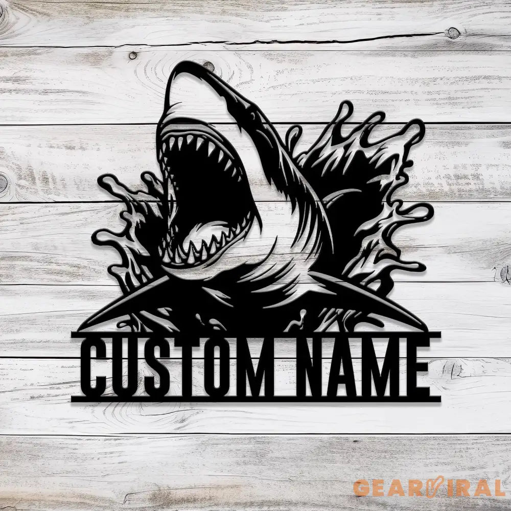 Custom Great White Shark Metal Sign with Led Light Personalized Shark Lover Name Sign Boy Girl Nursery Decoration