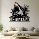 Custom Great White Shark Metal Sign with Led Light Personalized Shark Lover Name Sign Boy Girl Nursery Decoration