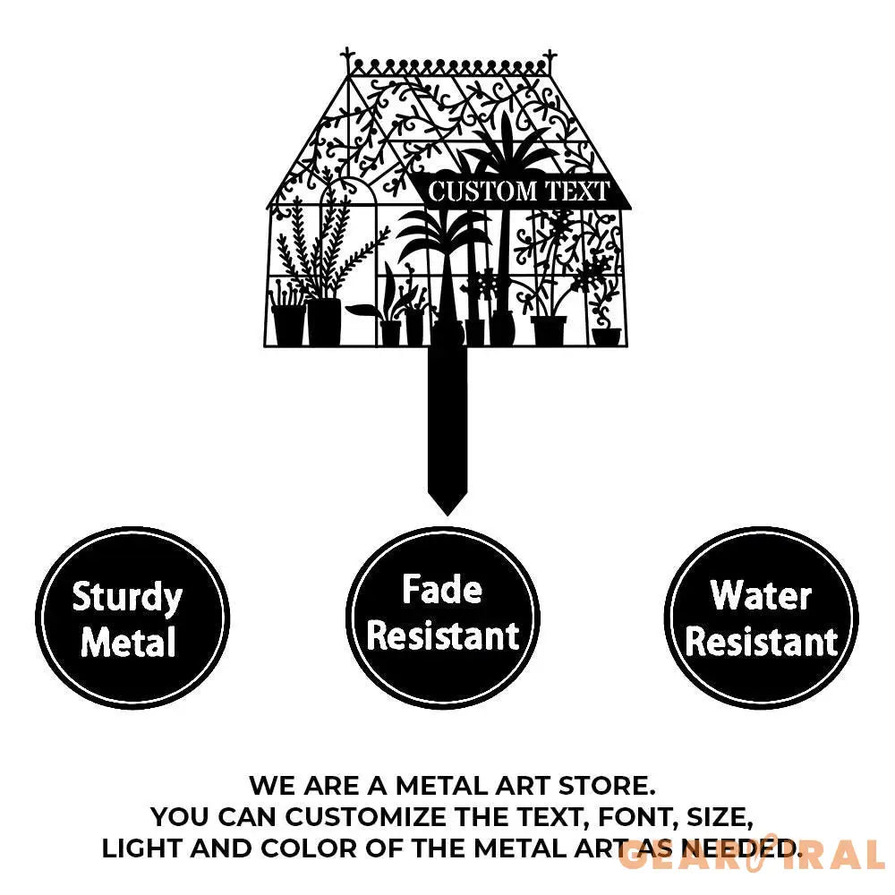 Custom Green House Garden Metal Sign Flower Sign with Stakes Outdoor Metal Sign Metal Yard Art Housewarming Gift Garden