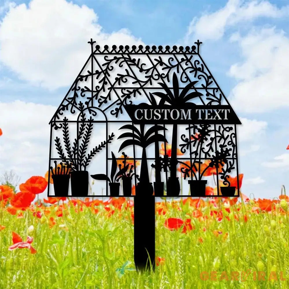 Custom Green House Garden Metal Sign Flower Sign with Stakes Outdoor Metal Sign Metal Yard Art Housewarming Gift Garden