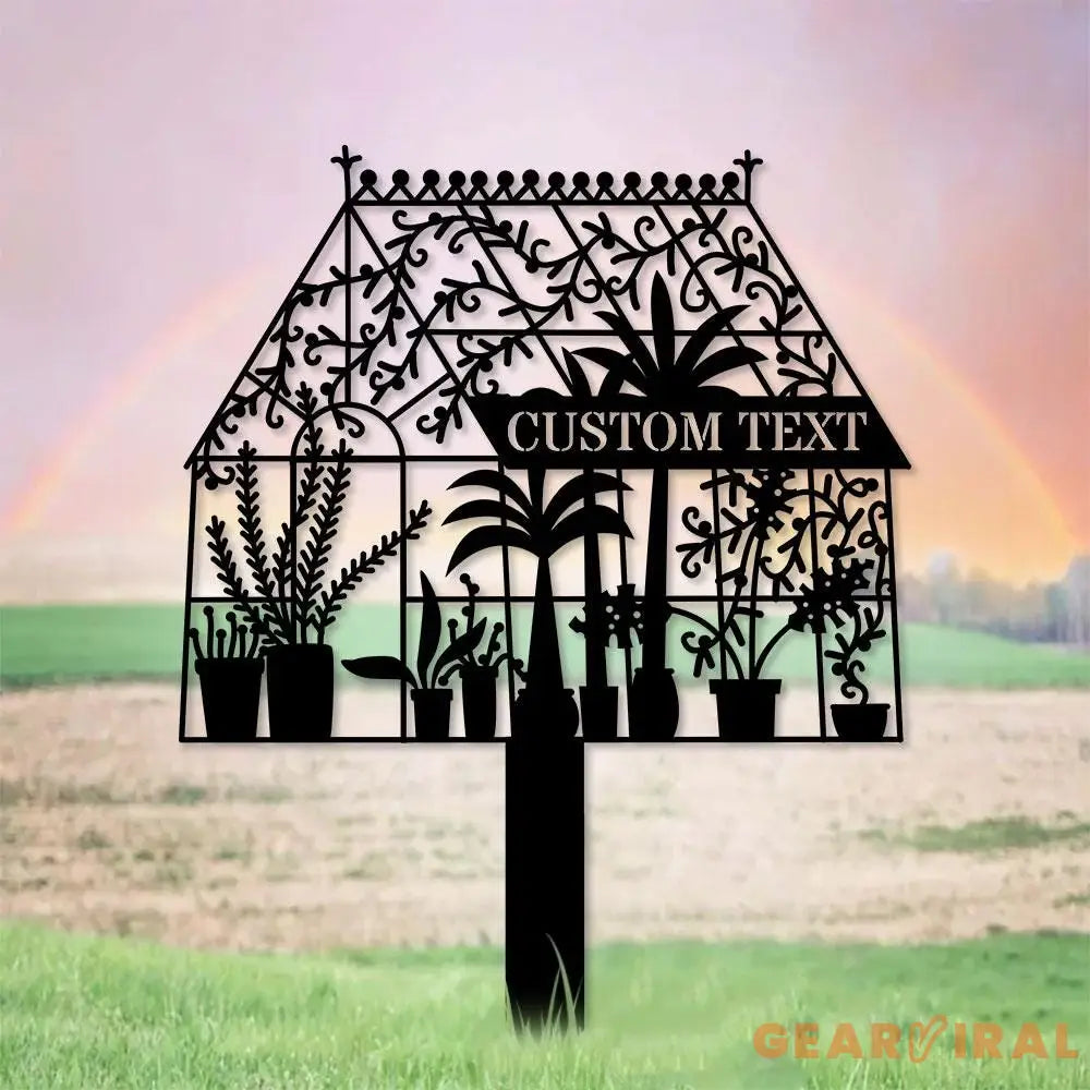 Custom Green House Garden Metal Sign Flower Sign with Stakes Outdoor Metal Sign Metal Yard Art Housewarming Gift Garden