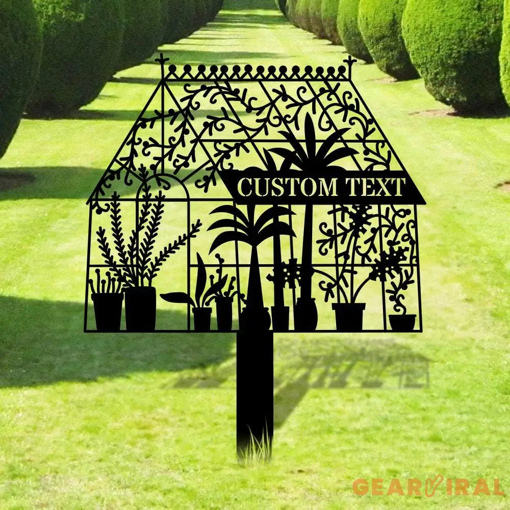 Custom Green House Garden Metal Sign Flower Sign with Stakes Outdoor Metal Sign Metal Yard Art Housewarming Gift Garden