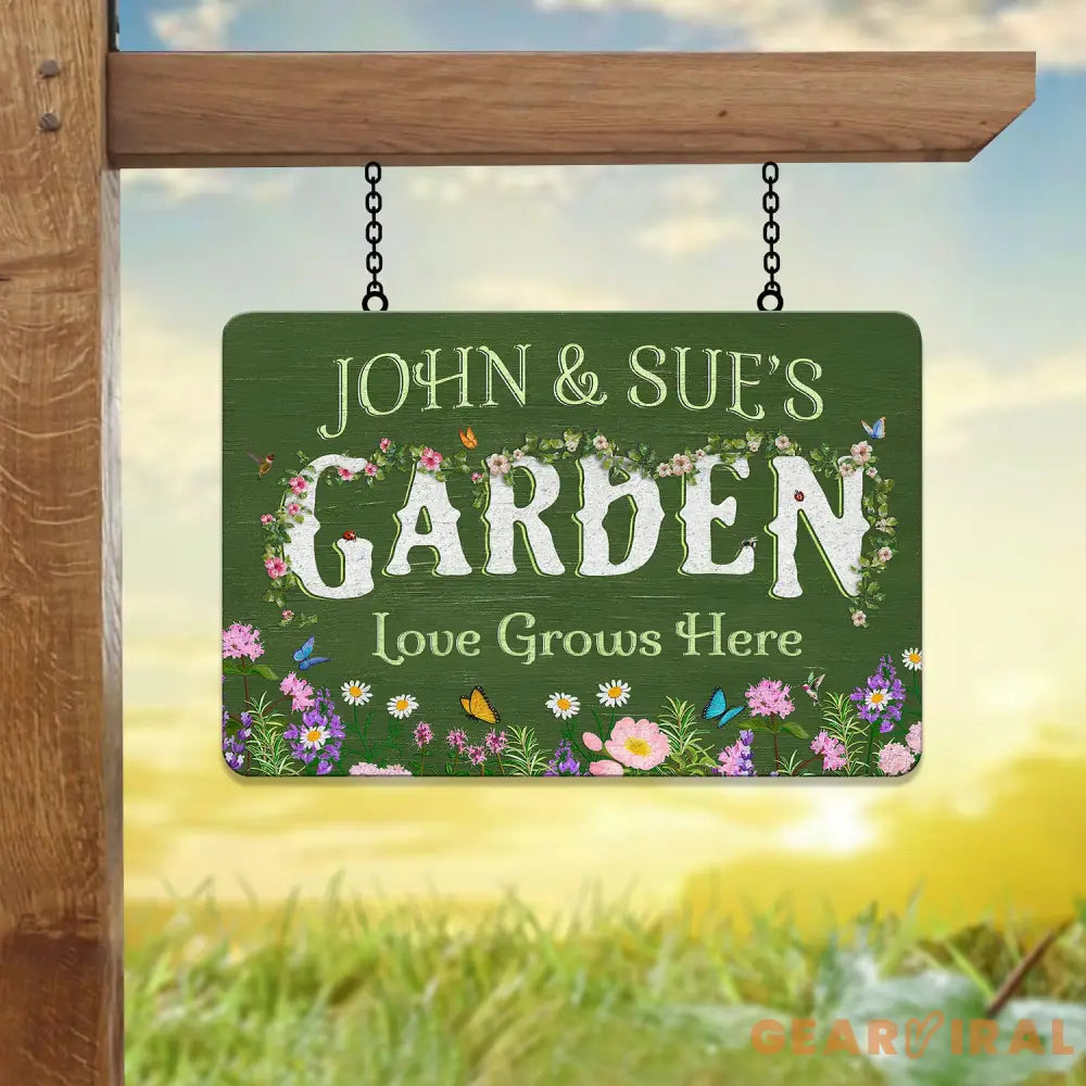 Custom Green House Garden Sign Custom Metal Hanging Garden Sign Personalized Metal Gardening Gift Gardener Name Sign