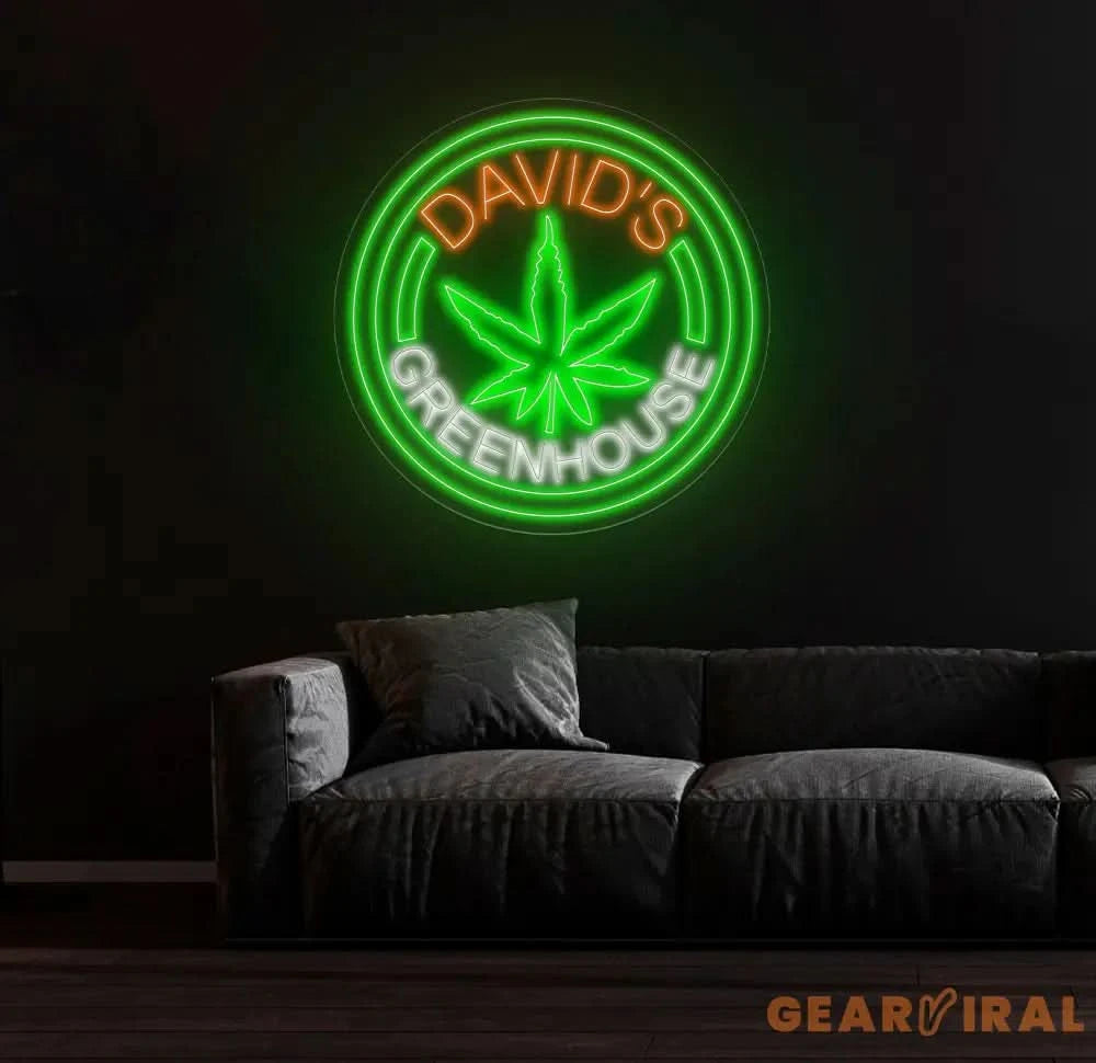 Custom Greenhouse Weed Wall Art LED Light Personalized Marijuana Name Neon Sign Home Decor Cannabis Decoration Smoker