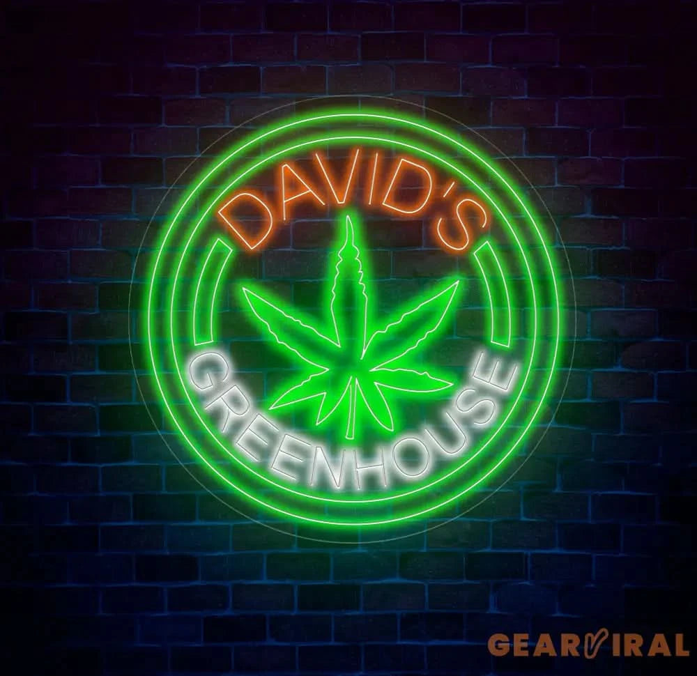 Custom Greenhouse Weed Wall Art LED Light Personalized Marijuana Name Neon Sign Home Decor Cannabis Decoration Smoker