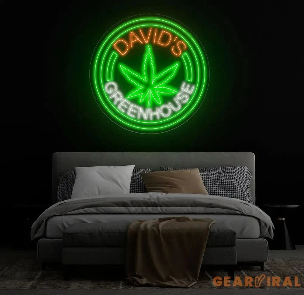 Custom Greenhouse Weed Wall Art LED Light Personalized Marijuana Name Neon Sign Home Decor Cannabis Decoration Smoker