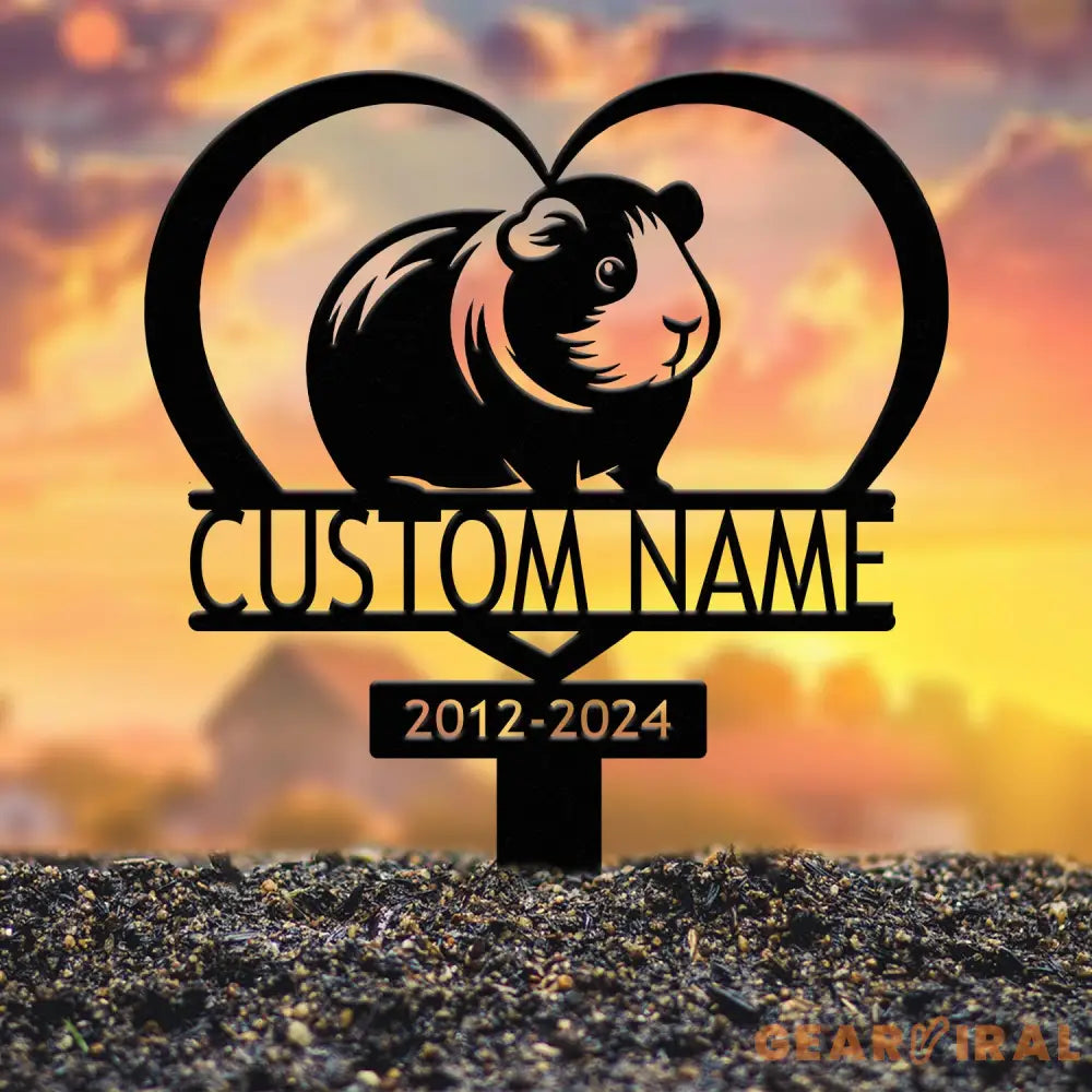 Custom Guinea Pig Memorial Metal Stake - Pet Grave Marker Guinea Pig Loss Sympathy Sign Remembrance Stake Outdoor