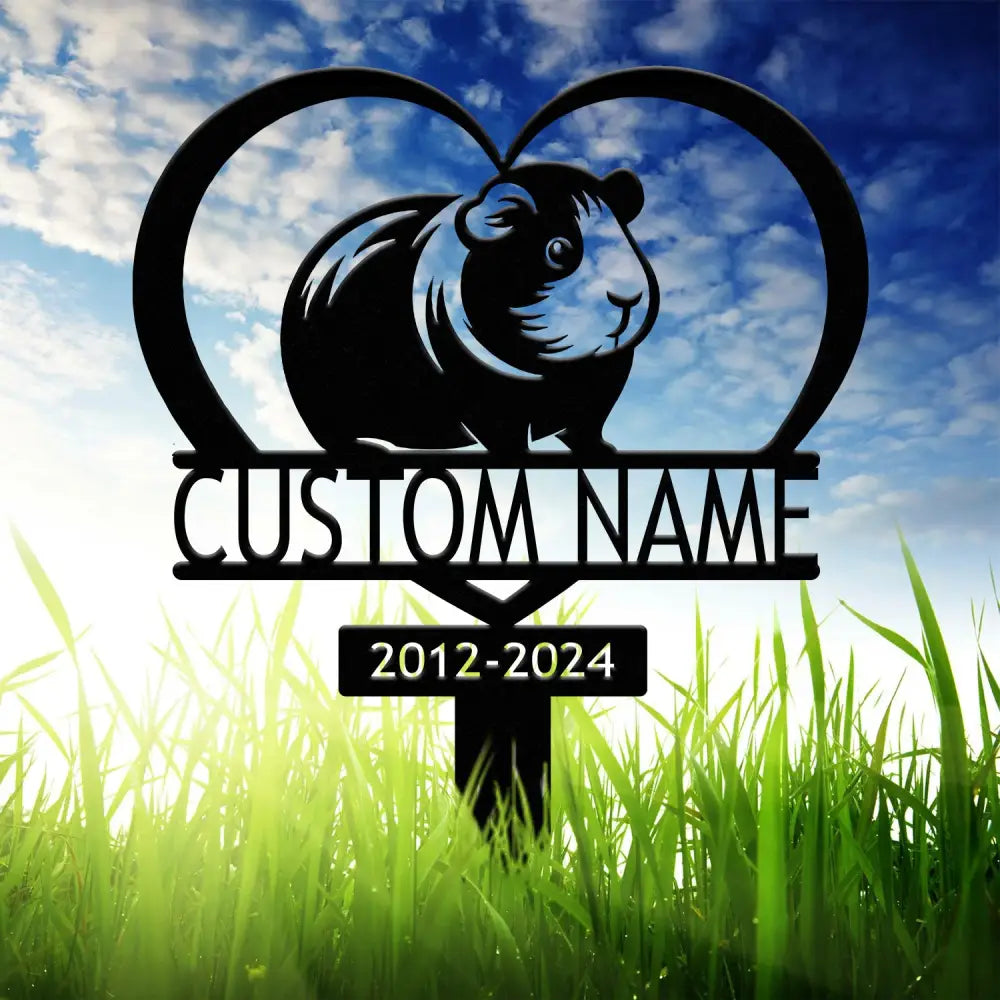 Custom Guinea Pig Memorial Metal Stake - Pet Grave Marker Guinea Pig Loss Sympathy Sign Remembrance Stake Outdoor