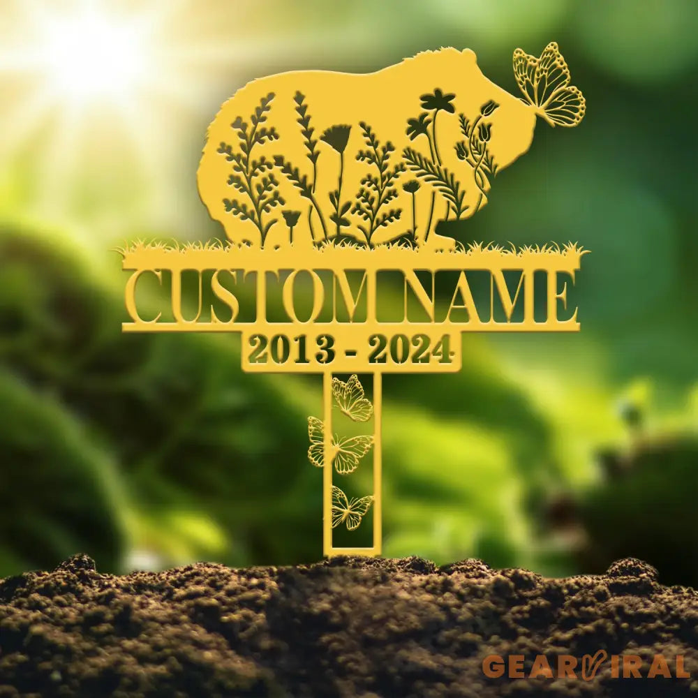 Custom Guinea Pig with Butterflies Memorial Metal Cross Stake - Pet Grave Marker Guinea Pig Loss Sympathy Sign