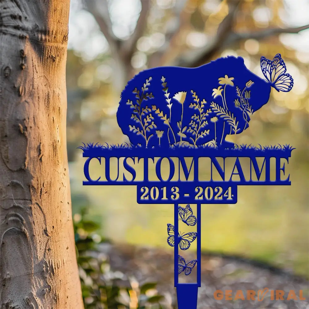 Custom Guinea Pig with Butterflies Memorial Metal Cross Stake - Pet Grave Marker Guinea Pig Loss Sympathy Sign