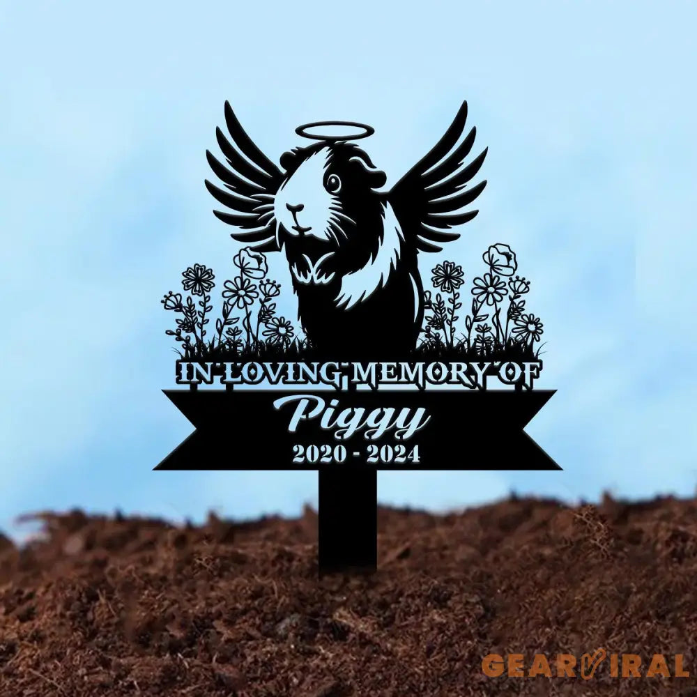 Custom Guinea Pig with Wings Memorial Metal Stake Guinea Pig Loss Sympathy Sign Pet Grave Markers Remembrance Stake