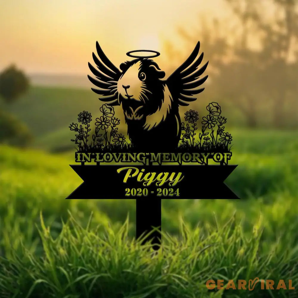 Custom Guinea Pig with Wings Memorial Metal Stake Guinea Pig Loss Sympathy Sign Pet Grave Markers Remembrance Stake