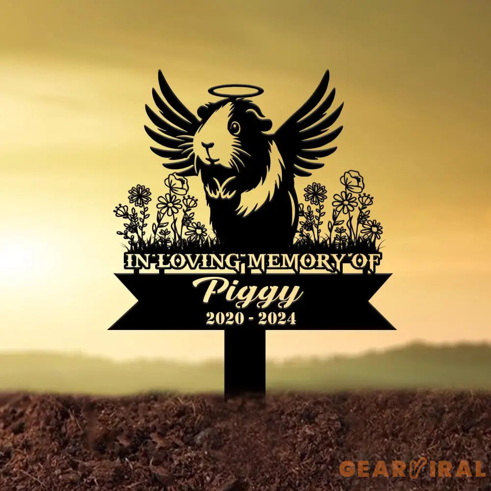 Custom Guinea Pig with Wings Memorial Metal Stake Guinea Pig Loss Sympathy Sign Pet Grave Markers Remembrance Stake