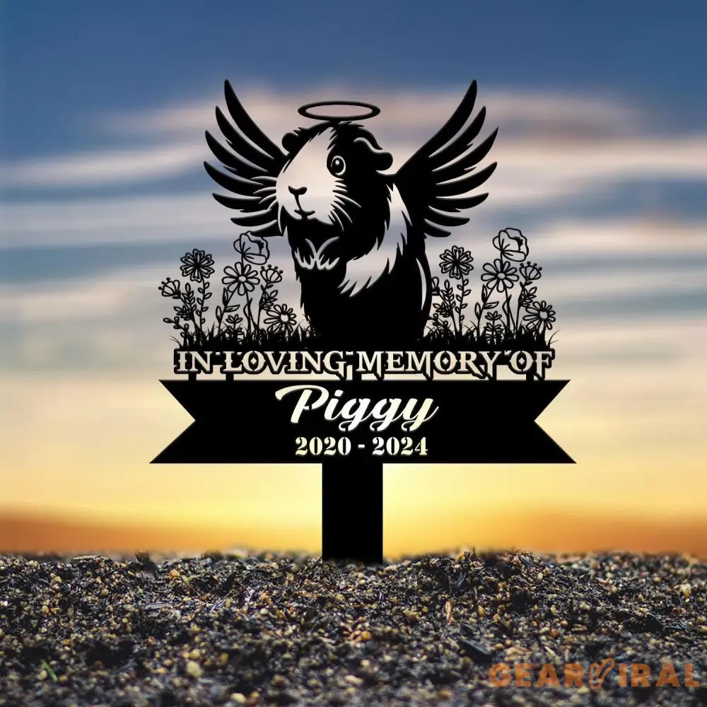 Custom Guinea Pig with Wings Memorial Metal Stake Guinea Pig Loss Sympathy Sign Pet Grave Markers Remembrance Stake