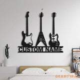 Custom Guitar Player Metal Wall Art LED Light Personalized Guitarist Name Sign Home Decor Music Room Kids Nursery