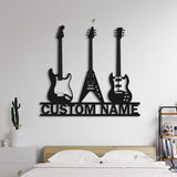 Custom Guitar Player Metal Wall Art LED Light Personalized Guitarist Name Sign Home Decor Music Room Kids Nursery Decoration Birthday Xmas | GearViral