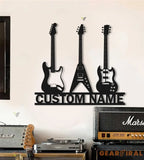 Custom Guitar Player Metal Wall Art LED Light Personalized Guitarist Name Sign Home Decor Music Room Kids Nursery
