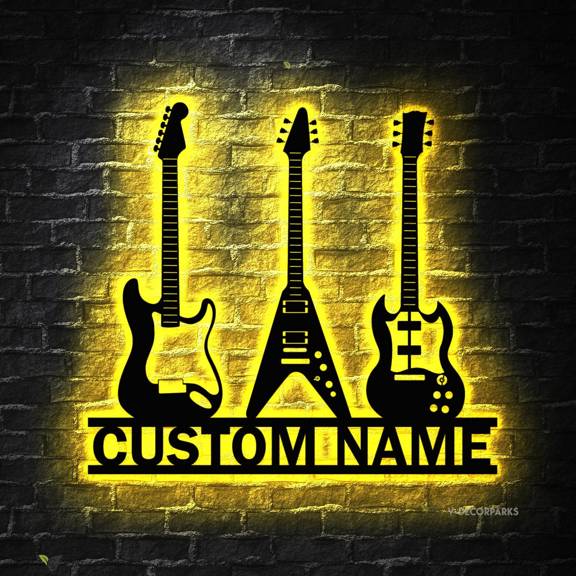 Custom Guitar Player Metal Wall Art LED Light Personalized Guitarist Name Sign Home Decor Music Room Kids Nursery Decoration Birthday Xmas | GearViral