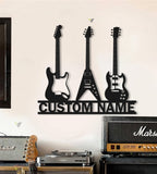 Custom Guitar Player Metal Wall Art LED Light Personalized Guitarist Name Sign Home Decor Music Room Kids Nursery Decoration Birthday Xmas | GearViral