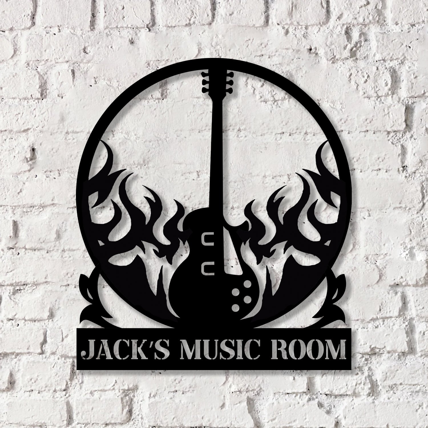 Custom Guitar Wall Art with LED Lights, Guitar Metal Sign, Guitar Player Gift, Music Studio Sign, Guitar Monogram - Gearviral