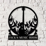 Custom Guitar Wall Art with LED Lights, Guitar Metal Sign, Guitar Player Gift, Music Studio Sign, Guitar Monogram - Gearviral
