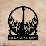 Custom Guitar Wall Art with LED Lights, Guitar Metal Sign, Guitar Player Gift, Music Studio Sign, Guitar Monogram - Gearviral
