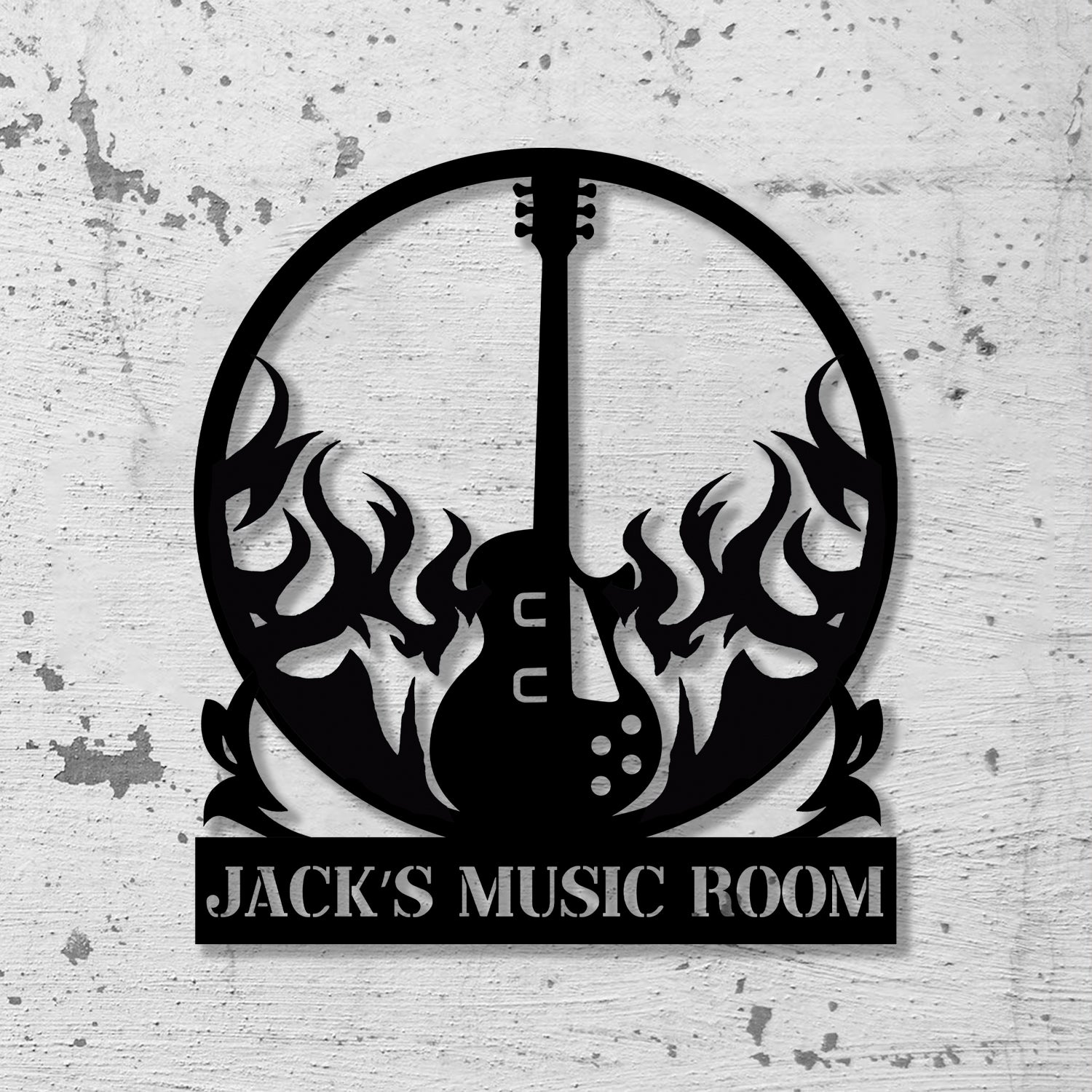 Custom Guitar Wall Art with LED Lights, Guitar Metal Sign, Guitar Player Gift, Music Studio Sign, Guitar Monogram - Gearviral