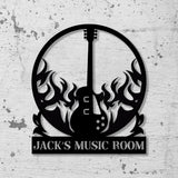 Custom Guitar Wall Art with LED Lights, Guitar Metal Sign, Guitar Player Gift, Music Studio Sign, Guitar Monogram - Gearviral