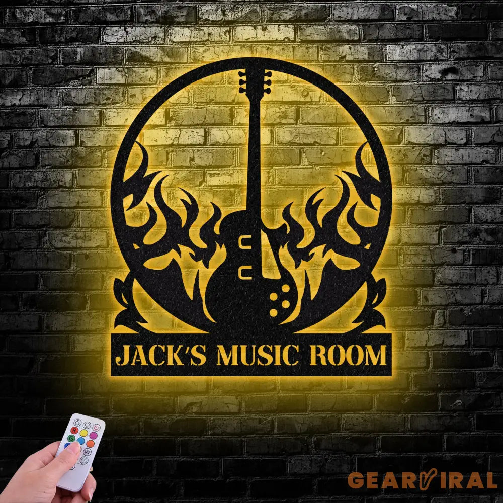 Custom Guitar Wall Art with LED Lights Guitar Metal Sign Guitar Player Gift Music Studio Sign Guitar Monogram