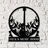 Custom Guitar Wall Art with LED Lights Guitar Metal Sign Guitar Player Gift Music Studio Sign Guitar Monogram