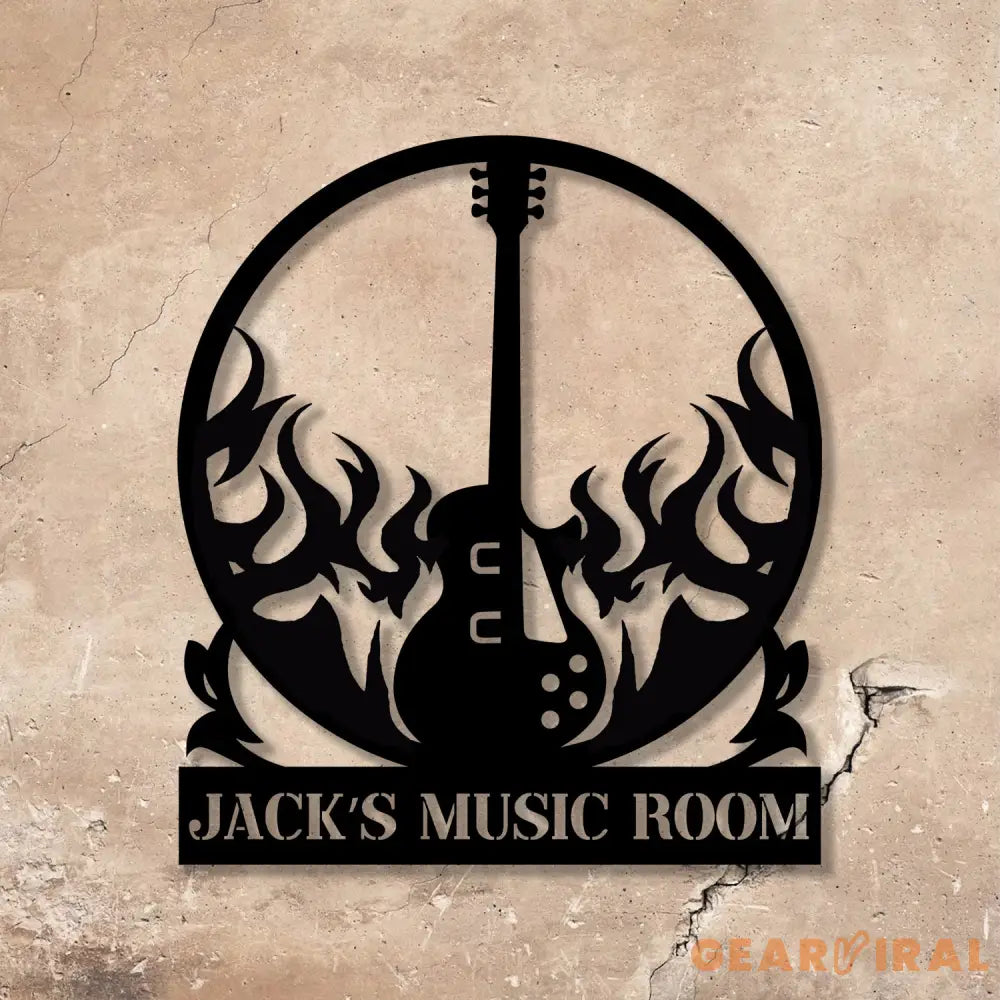 Custom Guitar Wall Art with LED Lights Guitar Metal Sign Guitar Player Gift Music Studio Sign Guitar Monogram