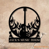Custom Guitar Wall Art with LED Lights Guitar Metal Sign Guitar Player Gift Music Studio Sign Guitar Monogram