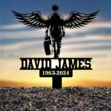 Custom Guitarist Walking With Wings Musician Memorial Stake Metal Stake Sympathy Sign Grave Marker Remembrance Stake