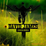 Custom Guitarist Walking With Wings Musician Memorial Stake Metal Stake Sympathy Sign Grave Marker Remembrance Stake
