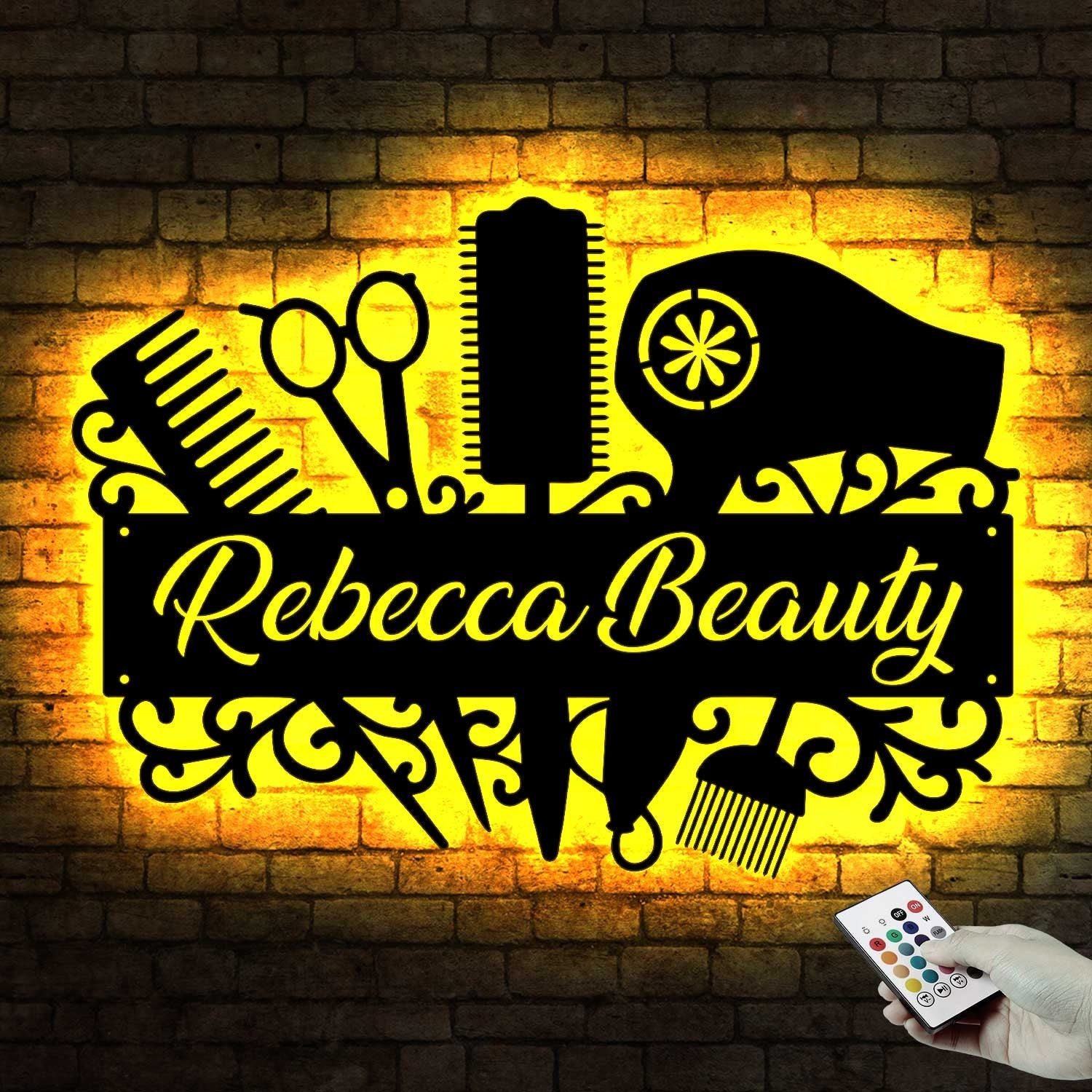 Custom Hair Salon Metal Wall Art LED Light - Personalized Hair Stylist Name Sign Decor - Hair Stylist Gifts - Gift For Hair Stylist | GearViral
