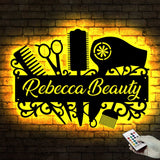 Custom Hair Salon Metal Wall Art LED Light - Personalized Hair Stylist Name Sign Decor - Hair Stylist Gifts - Gift For Hair Stylist | GearViral