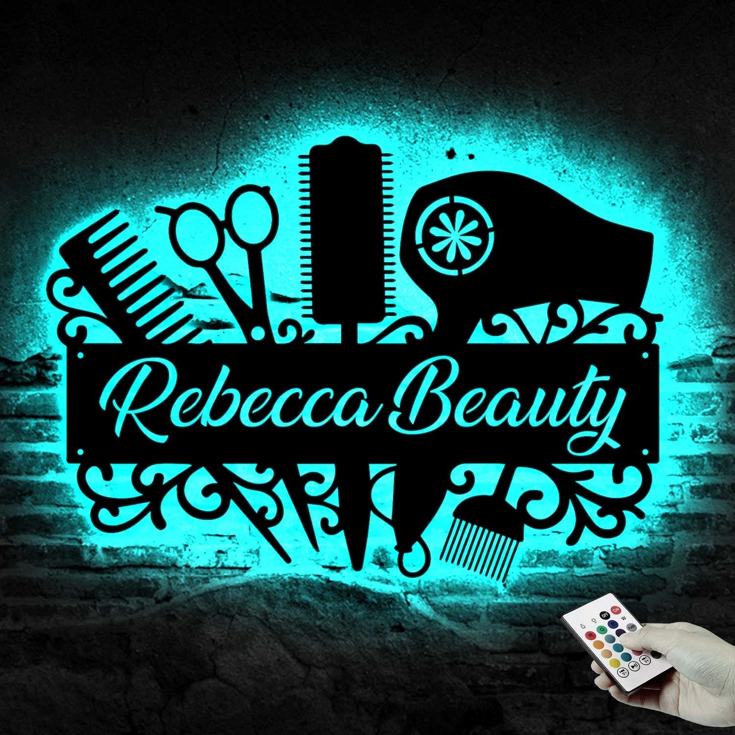 Custom Hair Salon Metal Wall Art LED Light - Personalized Hair Stylist Name Sign Decor - Hair Stylist Gifts - Gift For Hair Stylist | GearViral