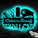 Custom Hair Salon Metal Wall Art LED Light - Personalized Hair Stylist Name Sign Decor - Hair Stylist Gifts - Gift For Hair Stylist | GearViral