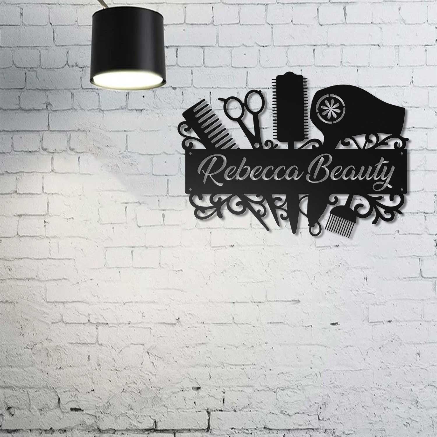 Custom Hair Salon Metal Wall Art LED Light - Personalized Hair Stylist Name Sign Decor - Hair Stylist Gifts - Gift For Hair Stylist | GearViral