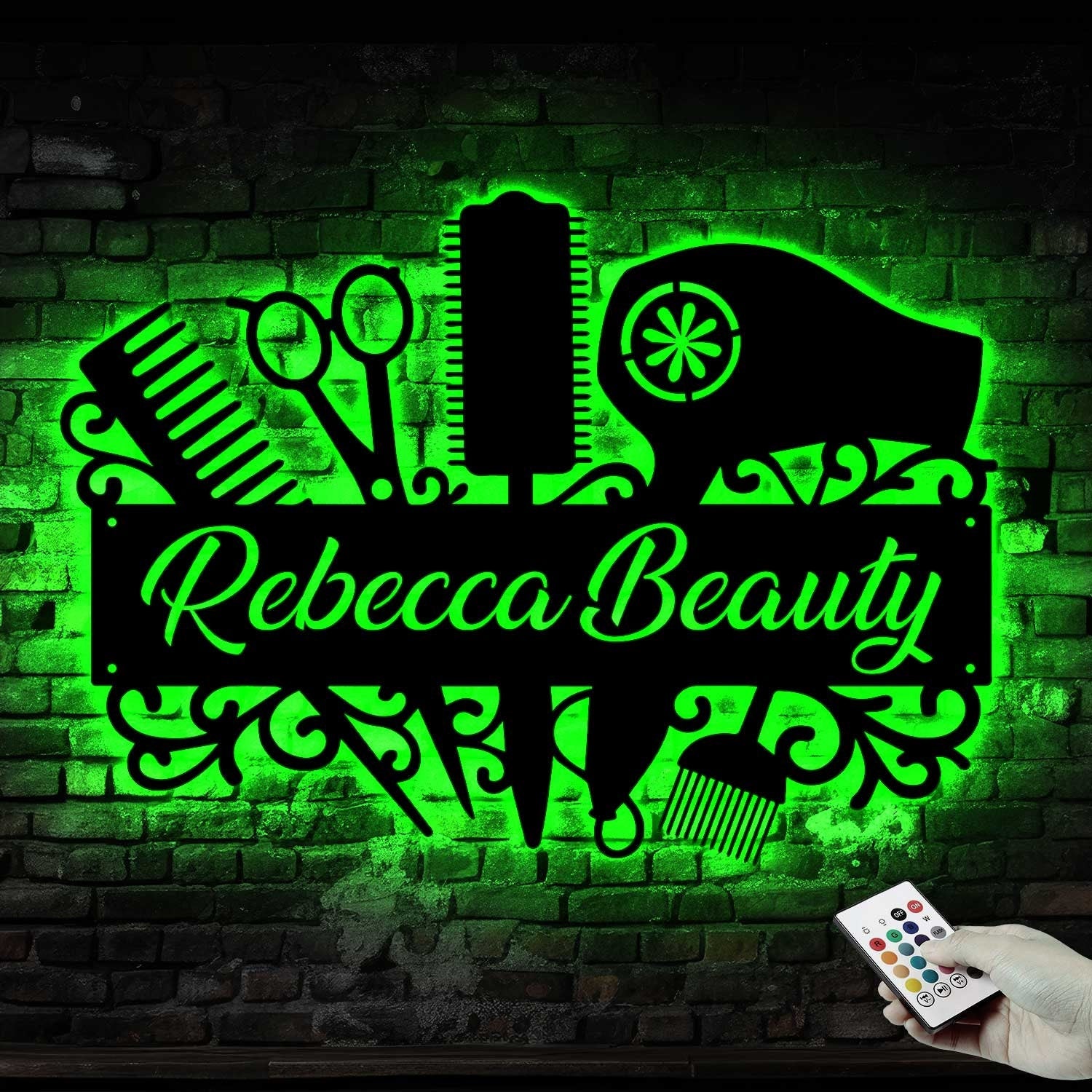 Custom Hair Salon Metal Wall Art LED Light - Personalized Hair Stylist Name Sign Decor - Hair Stylist Gifts - Gift For Hair Stylist | GearViral