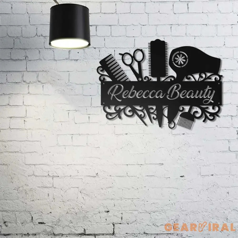 Custom Hair Salon Metal Wall Art LED Light - Personalized Hair Stylist Name Sign Decor - Hair Stylist Gifts - Gift For