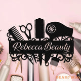 Custom Hair Salon Metal Wall Art LED Light - Personalized Hair Stylist Name Sign Decor - Hair Stylist Gifts - Gift For