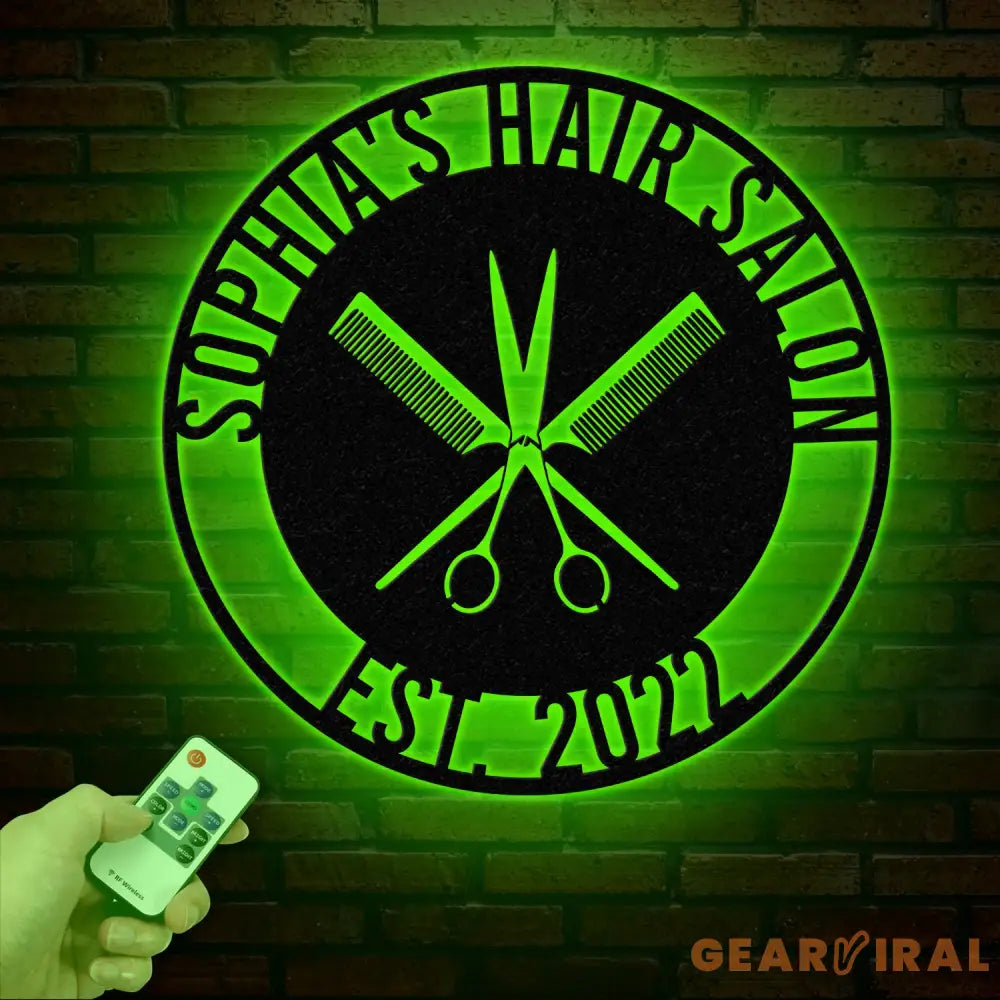 Custom Hair Salon Metal Wall Art with LED Lights Personalized Comb & Scissors Sign Hairdresser Decor Stylist Gift Salon